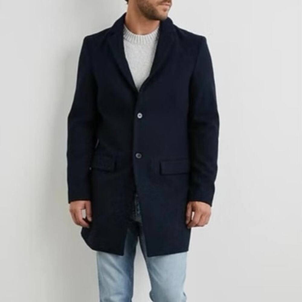 Mens Rails Lark Coat Navy Blue Wool Blend Size XL EUC!